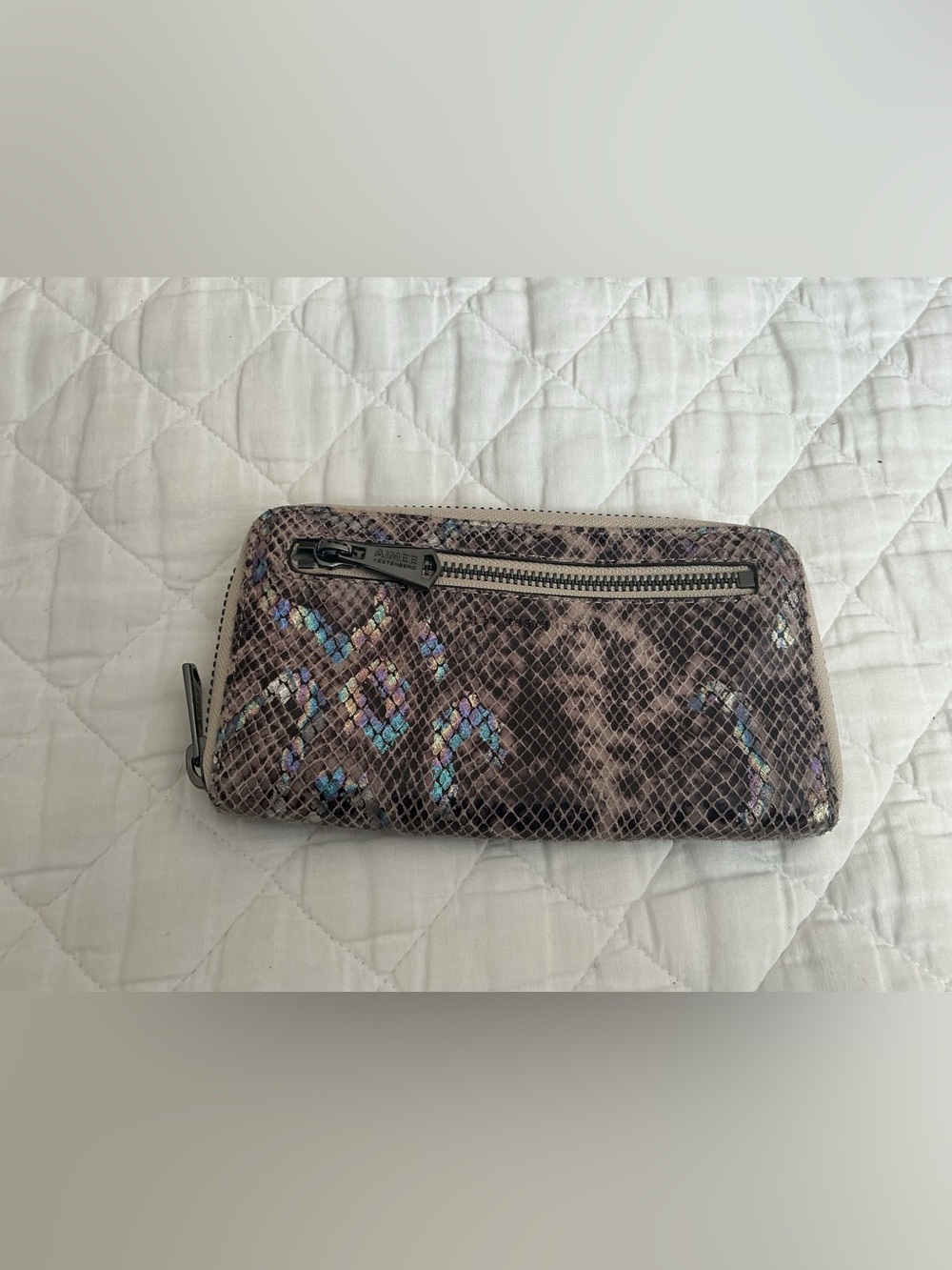 Aimee Kestenberg Zip It Up Large Front Zip Wallet in snake skin print